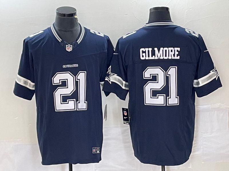 Men Dallas Cowboys 21 Gilmore Blue Nike Vapor Limited 2023 NFL Jerseys